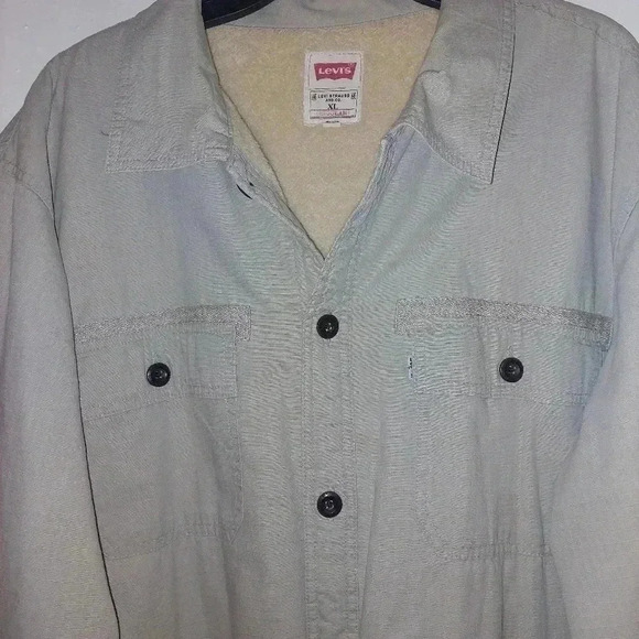 Levis Men's Khaki Sherpa Fleece Lined Work Barn Chore Jacket Size XL Beige - Picture 3 of 7